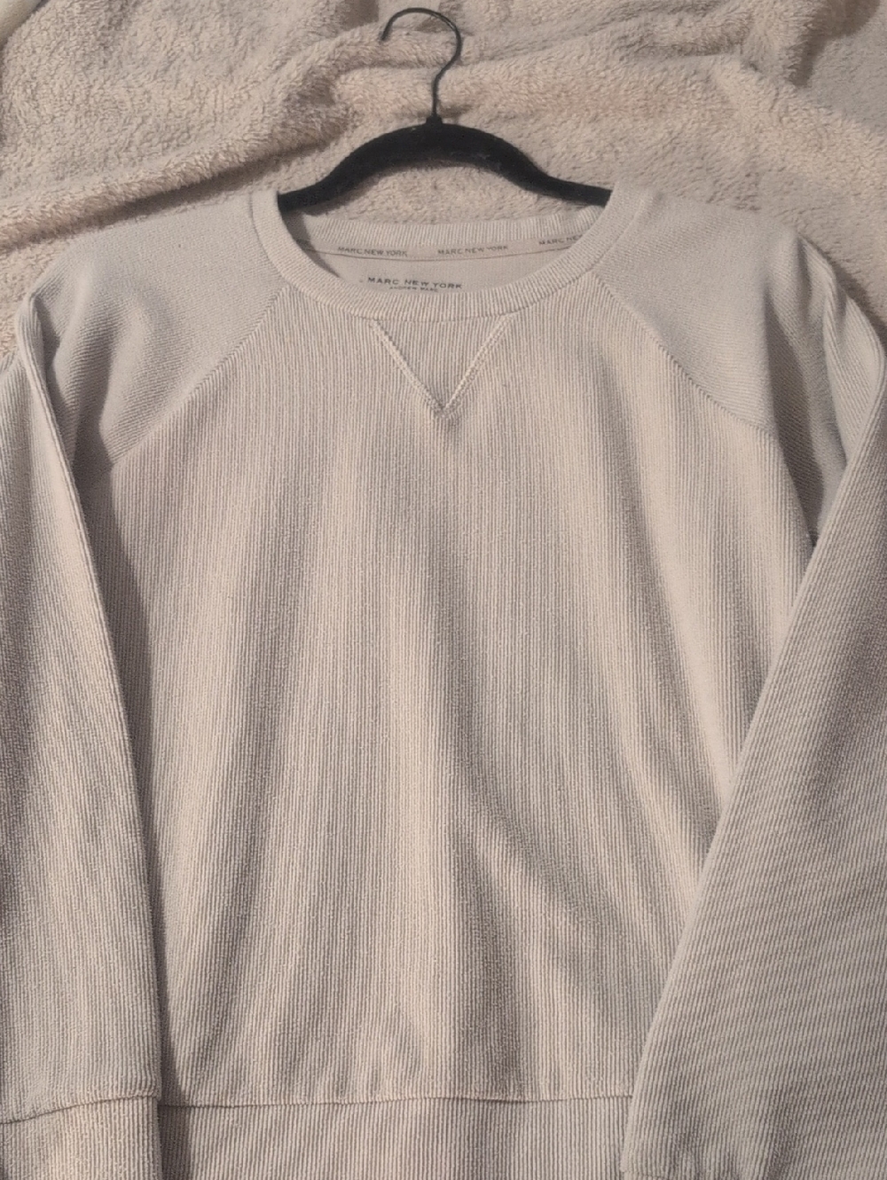 Marc New York Womens 3/4 Sleeve Crewneck Thermal Sweater - Cream